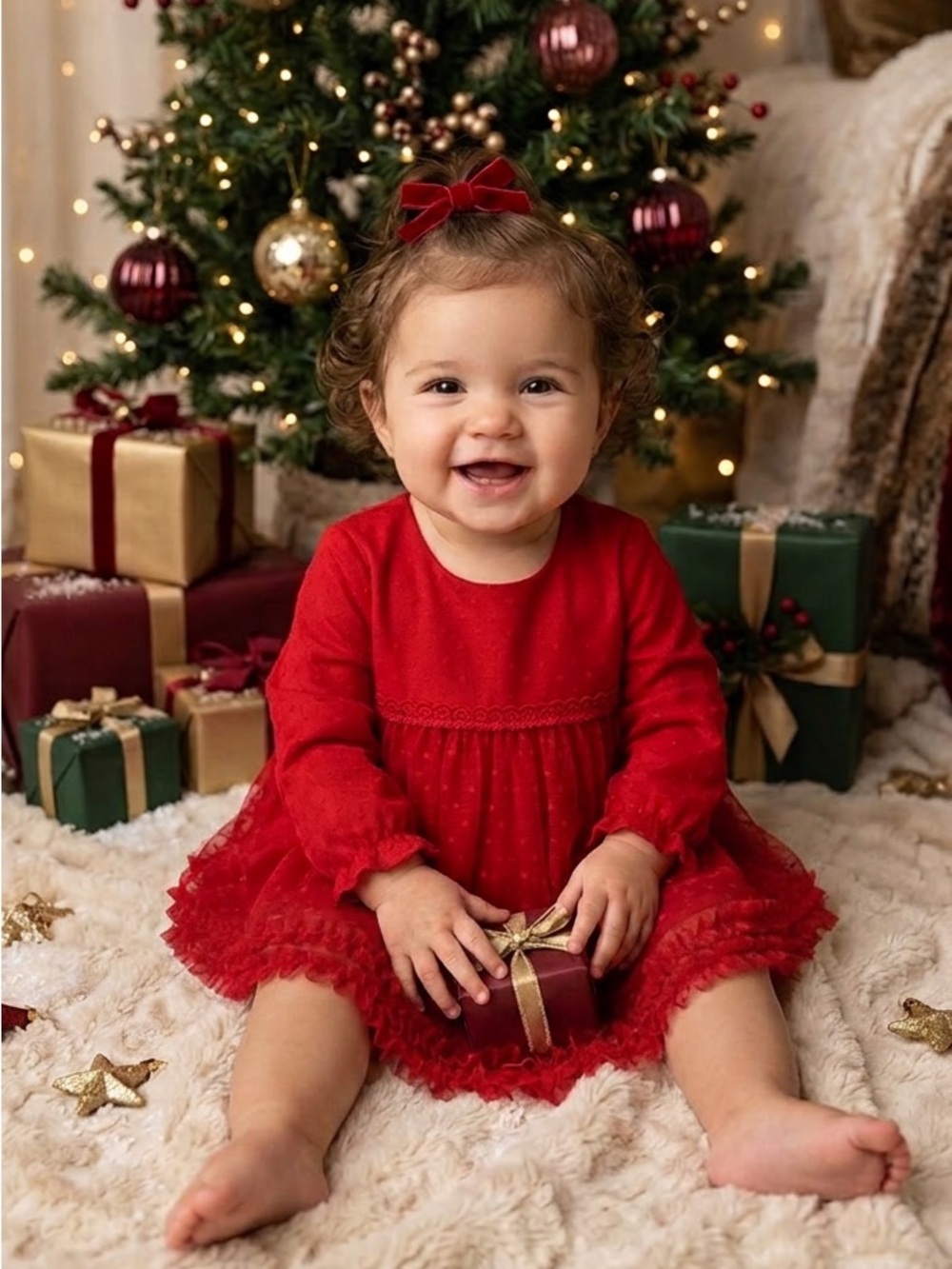 NWT Rufflebutts Long Sleeve Dotted Tulle Dress & RuffleButt Set
